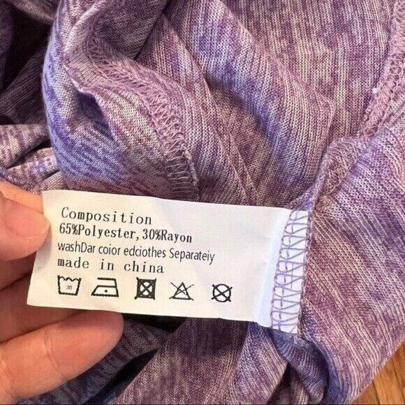 Rose Gal Tank Top Heathered Purple Bow Neck V-Neck Sleeveless - Picture 10 of 10